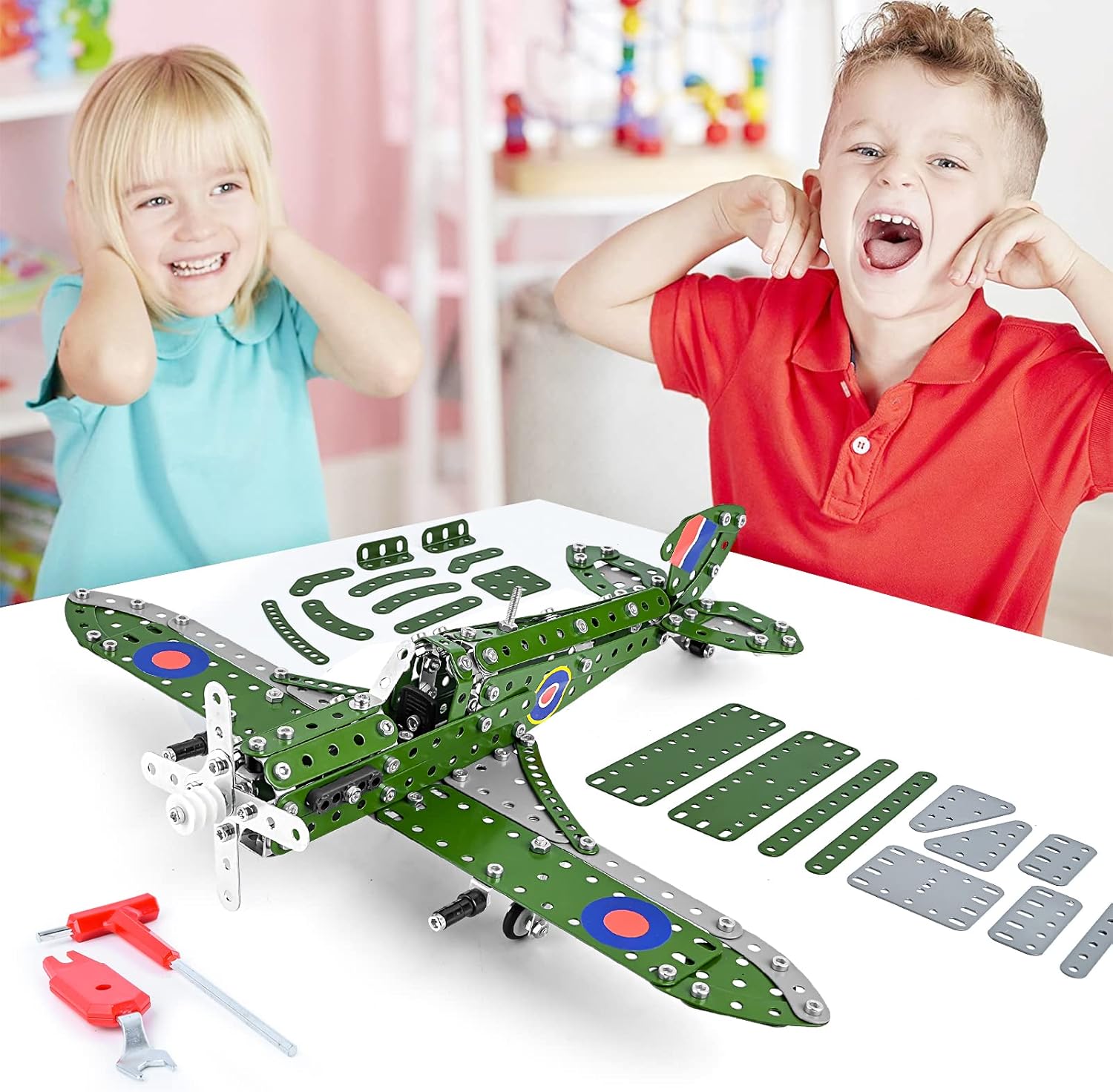 STEM Building Toys Model Airplane Kits for Boys 8-12,Airplane Model Scale 1:32 Metal Building Kit,Erector Sets Model Planes for Kids 8-12,Best Airplane Gifts for Hurricane Fighter Fans - Image 4