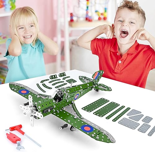 Miniatura 4 de STEM - Juguetes de construcción modelo de avión para niños de 8 a 12 años, modelo de avión a escala 1:32, kit de construcción de metal, juego de