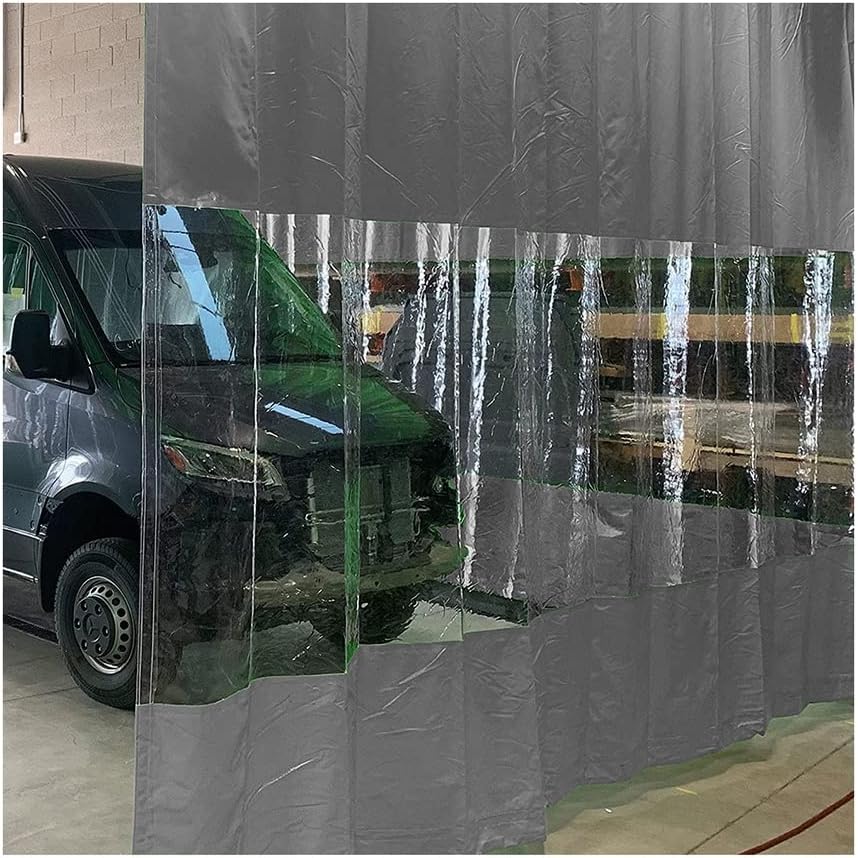 Household Doors - Garage Divider Curtains, Industrial Vinyl Outdoor Curtains with Clear Tarp Panels, Manage Your Garage Space | Divide Work Areas Quickly, Customized (Color : Gray Side, Size : 13x9.