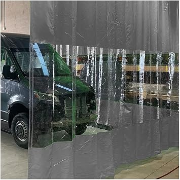 Rygcrud Household Doors - Garage Divider Curtains, Industrial Vinyl Outdoor Curtains with Clear Tarp Panels, Manage Your Garage Space | Divide Work Areas Quickly, Customized13x9.2FT