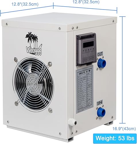 Miniatura 4 de WECIYGG Mini bomba de calor de piscina para piscinas sobre el suelo, calentador eléctrico de piscina de 12000 BTU con intercambiador de calor de