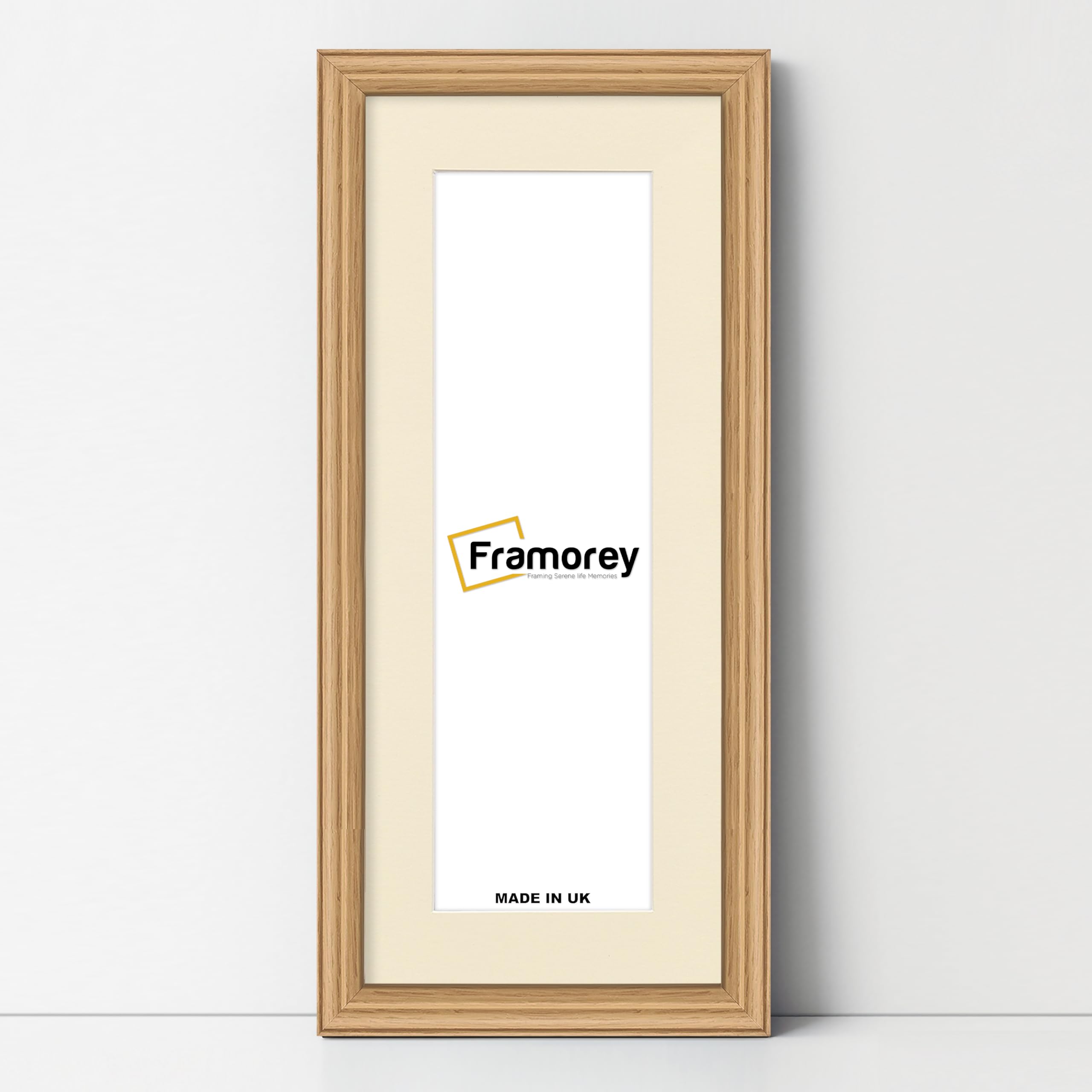 Framorey Framing Serene Life Memories Oak With Ivory Mount Framorey Panoramic Style Antique Lw Picture Frame, 20X12" Oak Photo Frame With 16X8" Ivory Mount Wall Art Poster Frame, Modern Photo Frames, Home Décor Frames