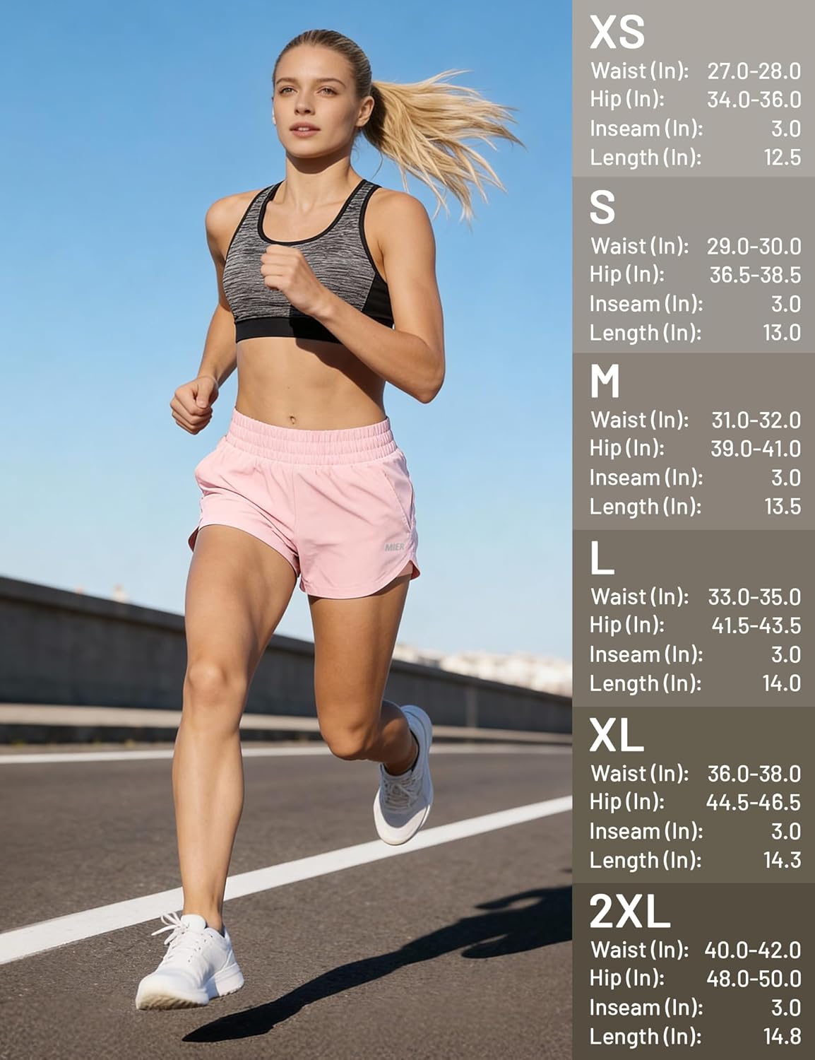 MIER Womens 3" Running Shorts with Mesh Liner - Mid Waisted 2 in 1 Quick Dry Workout Gym Athletic Shorts with Zipper Pockets - Image 6