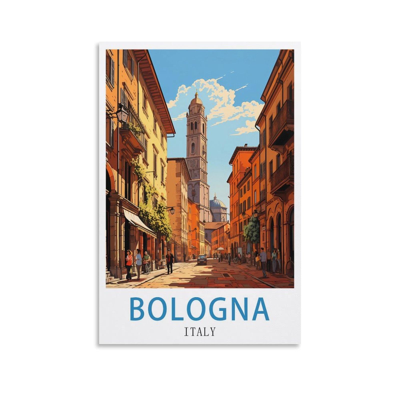 Lhjoiun Unframe-Style Bologna Italy Vintage Travel Posters 12X18inch(30X45cm) Art Canvas Print For Living Room Bedroom Home Decoration Modern Art