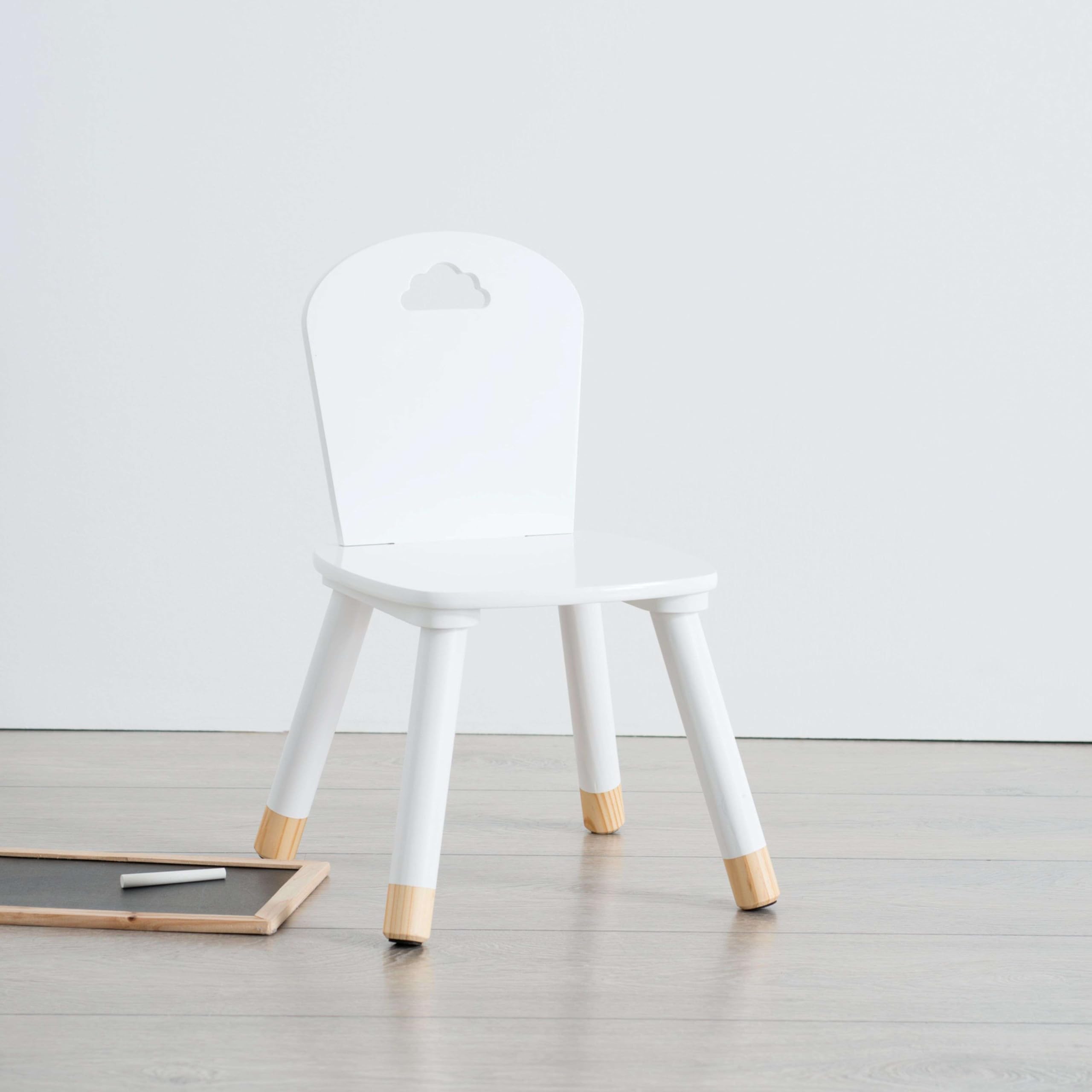 Miroytengo Silla Infantil Douceur Melamina Blanco, Patas de Madera, Estable y Elegante para Niños, Diseño Moderno
