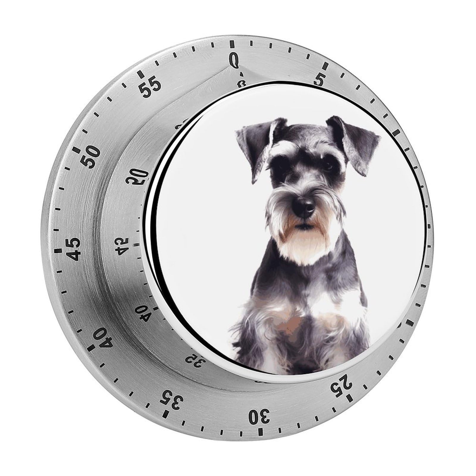Well-Behaved Schnauzer Timer Exquisite Stainless Steel Magnetic Timers Waterproof Durable Mechanical Countdown Countup for Loud Alarm for Baking Grilling Studying