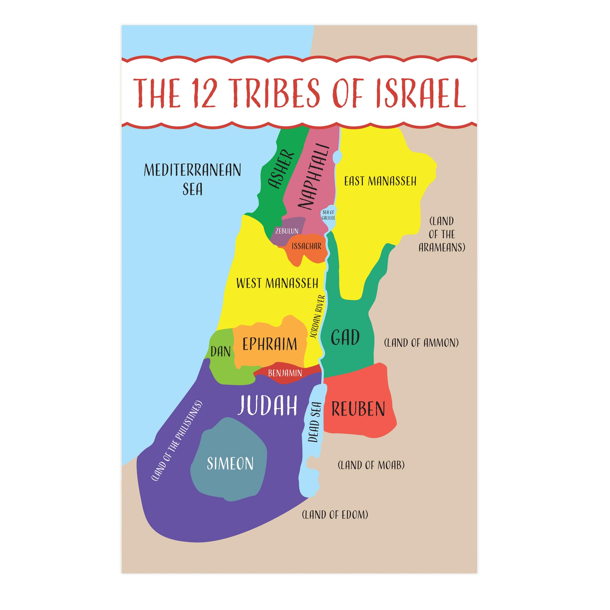 Bible Posters For Kids - The 12 Tribes of Israel, 11"x17" Laminated Sunday School Posters For Christian Classroom Decor, Sunday School Decorations For Classroom & Church Nursery Decor