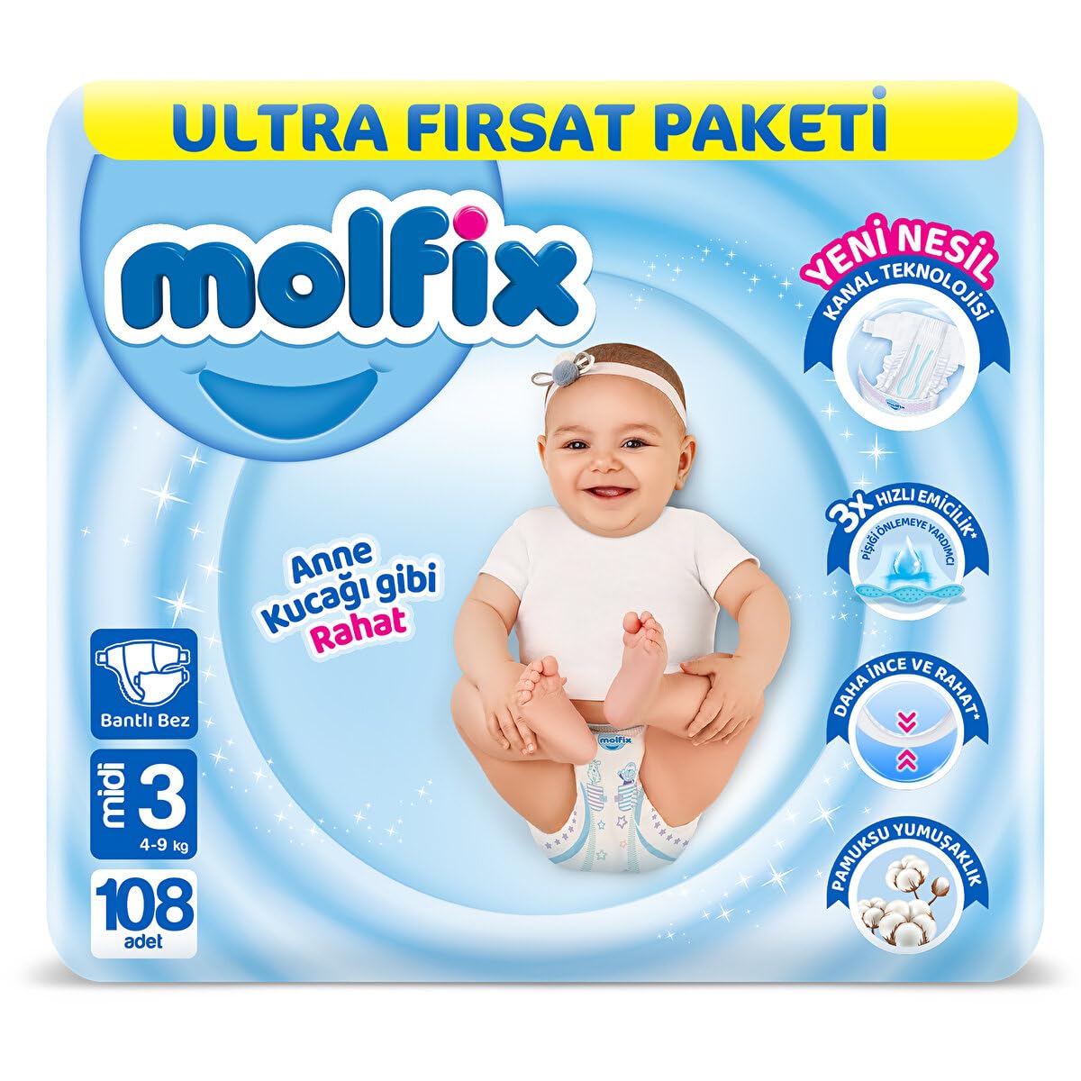 Molfix 3D Midi Ultra Fırsat Paketi, 108 Adet