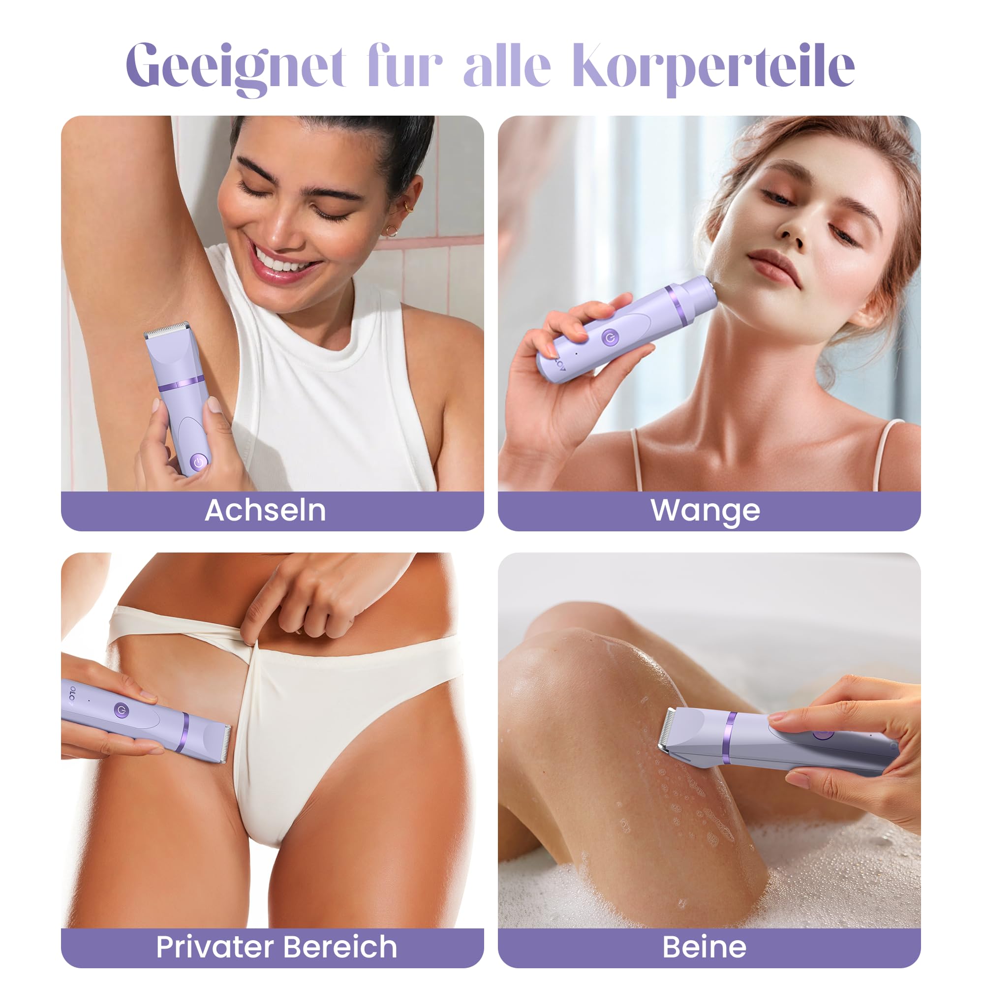 Afeitadora íntima para mujeres, afeitadora para mujer, para axilas, brazos, cuerpo, cara, afeitadora para mujer, zona íntima, uso en húmedo y seco, recargable, con estación de carga USB