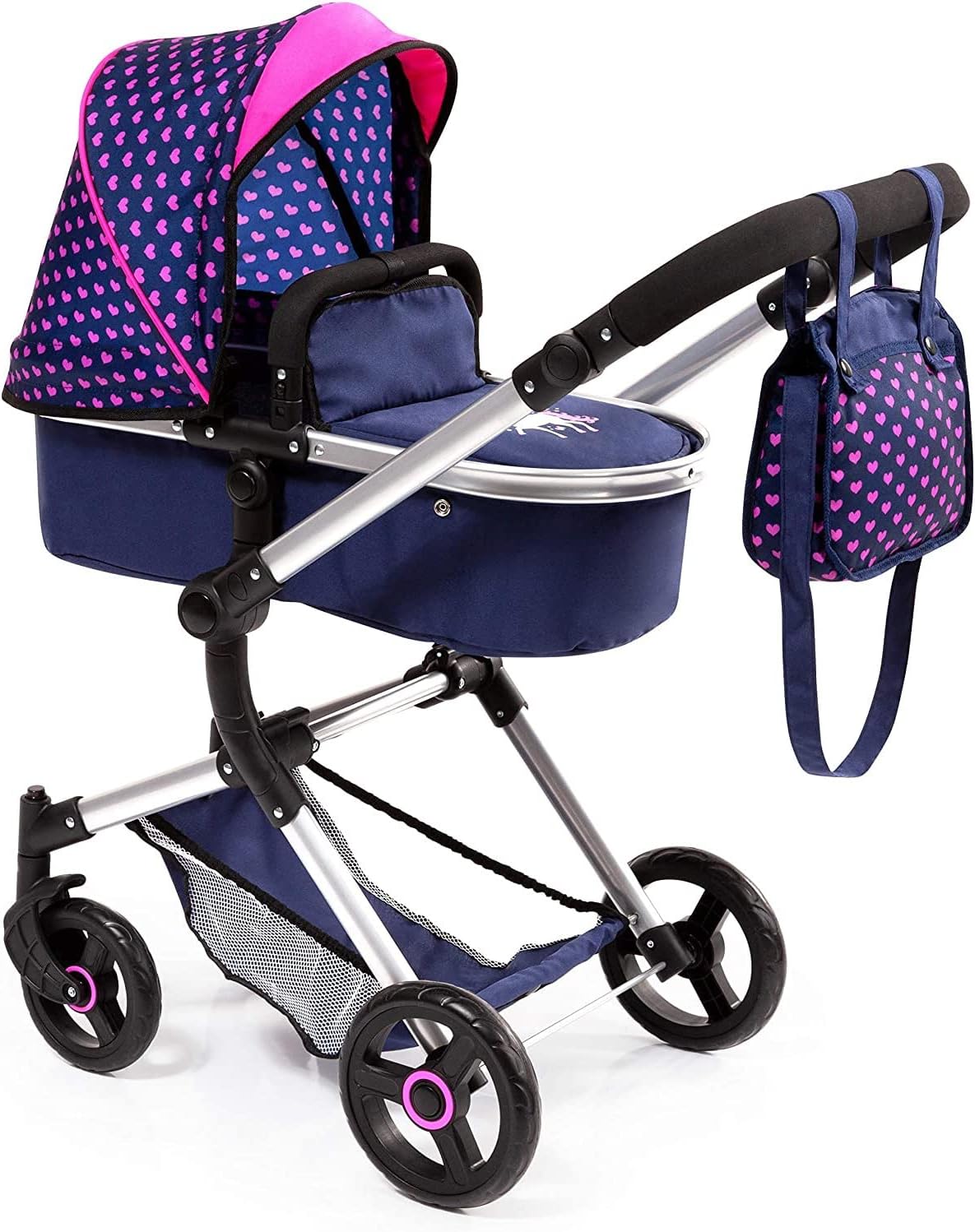 Vario Doll Stroller, Convertible Doll Pram with Adjustable Reversible Handle, Holds Dolls up to 52 cm, for Ages 8 Plus
