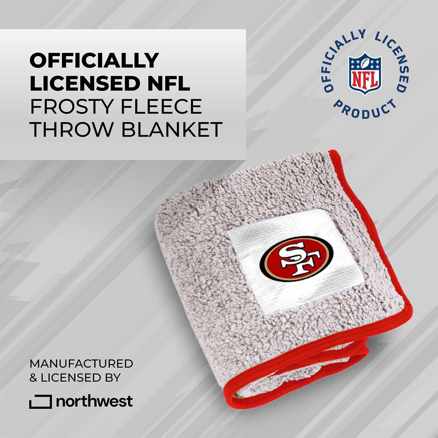 Northwest NFL Silk Touch Sherpa Throw Blanket - Soft & Fluffy - Great for Gamedays - 60" x 50" - Experience Ultimate Comfort (San Francisco 49ers - Red) - Image 3
