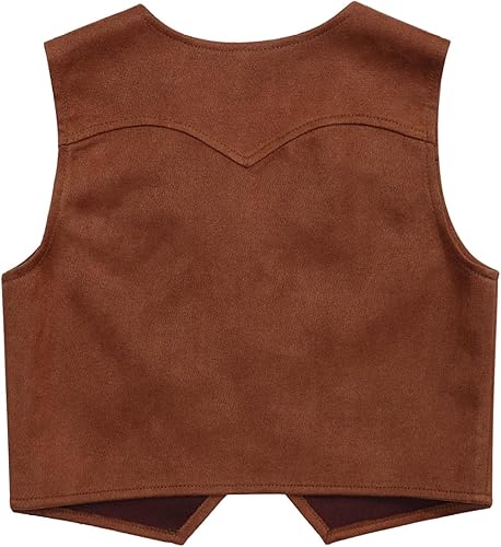 Miniatura 2 de Kids Cowboys Cowgirls Wild West Cosplay Fancy Dress-up Waistcoat Suede Tassel Vest Outwear Jacket