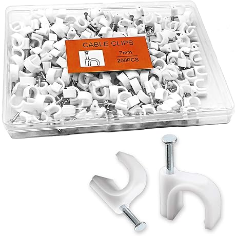 200 Pieces White Tacks for Walls, Small Nail in Cable Clamps Ethernet Wall Cable Clips