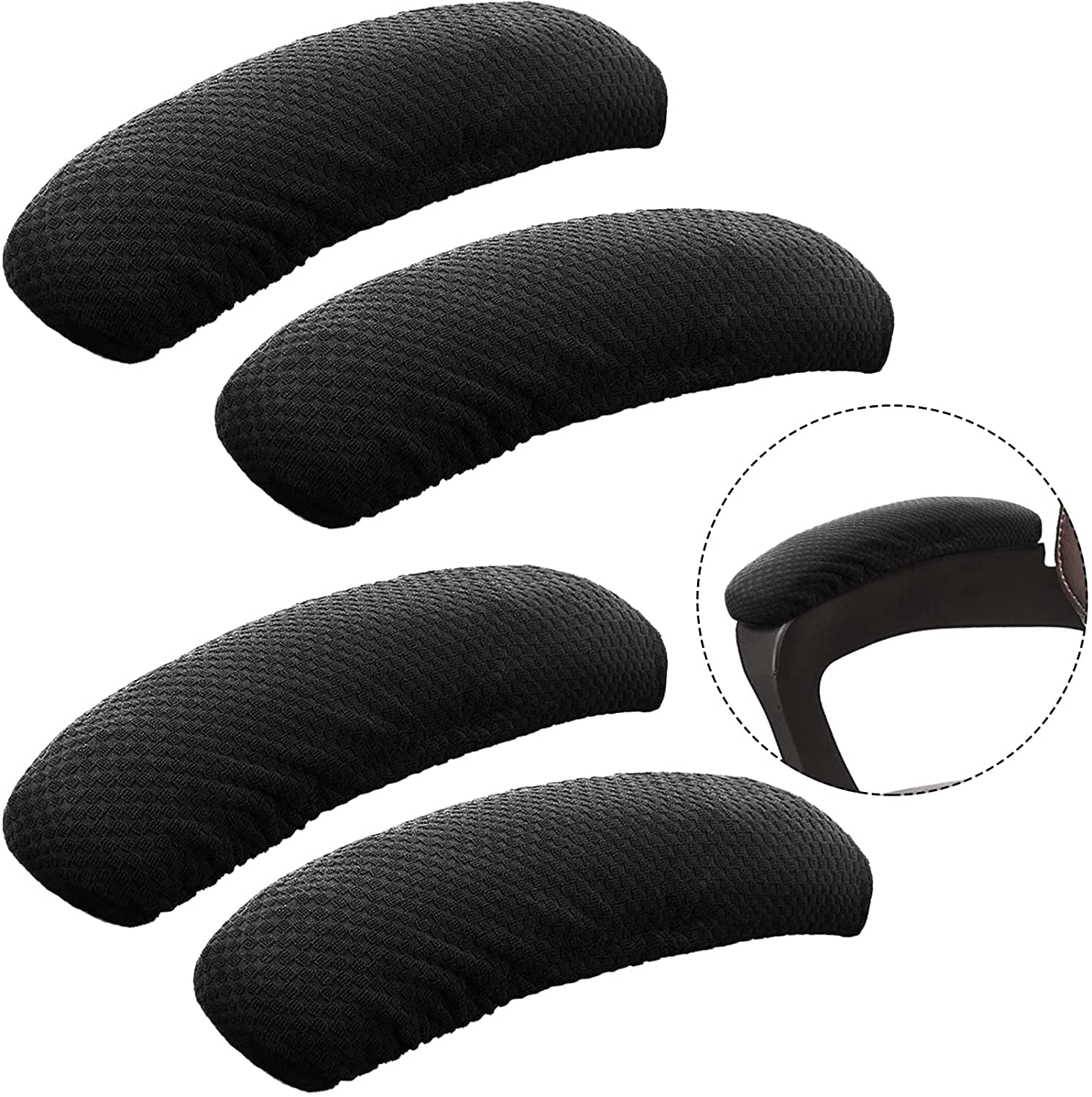 Housses d'accoudoirs de chaise de bureau – Housse de protection extensible pour ordinateur, jeu et chaises rotatives, facile à installer et à nettoyer, confortable (noir mat, 4)