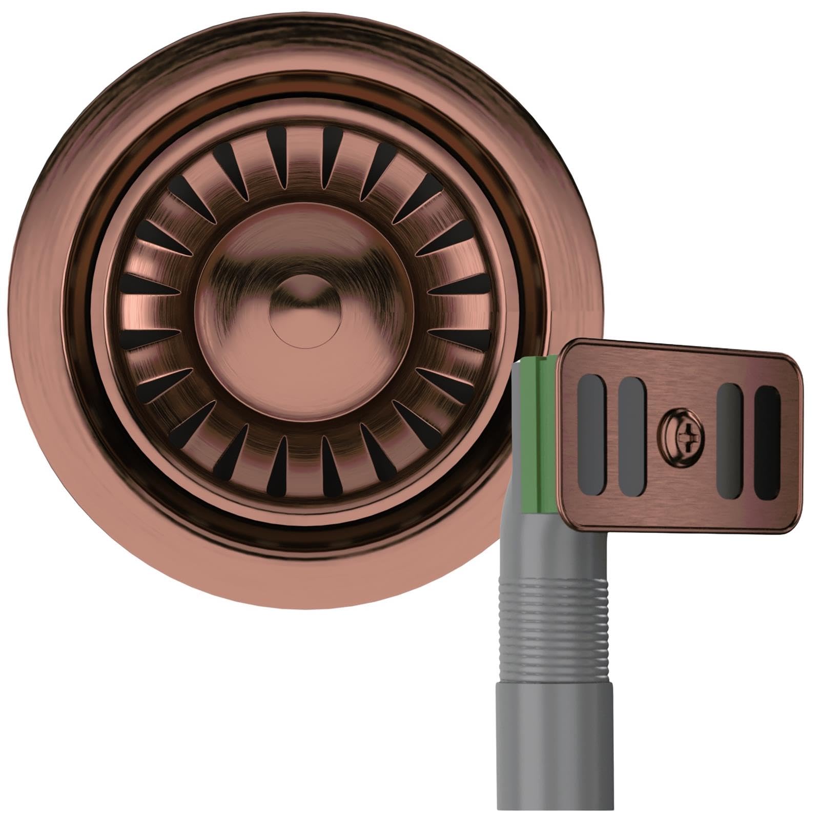 Liquida SWO2CP Satin Copper Kitchen Sink Basket Strainer Waste with Overflow