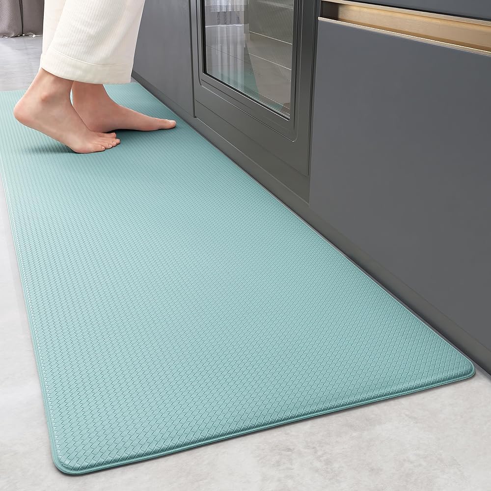 Color G Kitchen Mat 60 x 240 cm, Heavy Duty Anti Fatigue Standing Mat, Kitchen Rug Waterproof, Non-slip, Oil Resistant Leather for Standing Desk, Kitchen Floor, Office (Green)
