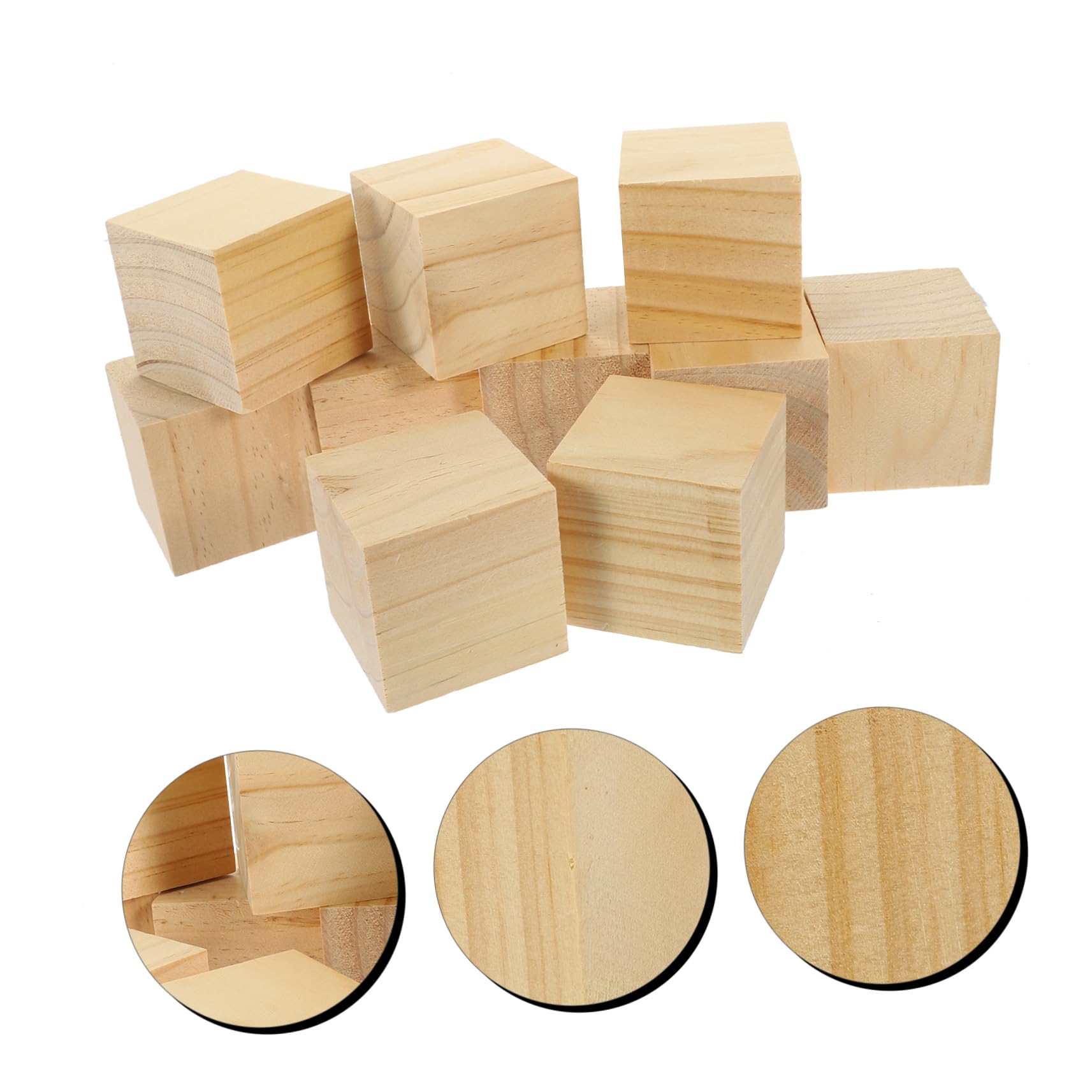 Cubo de Madera para Manualidades de Haya 6cm, 10 Piezas
