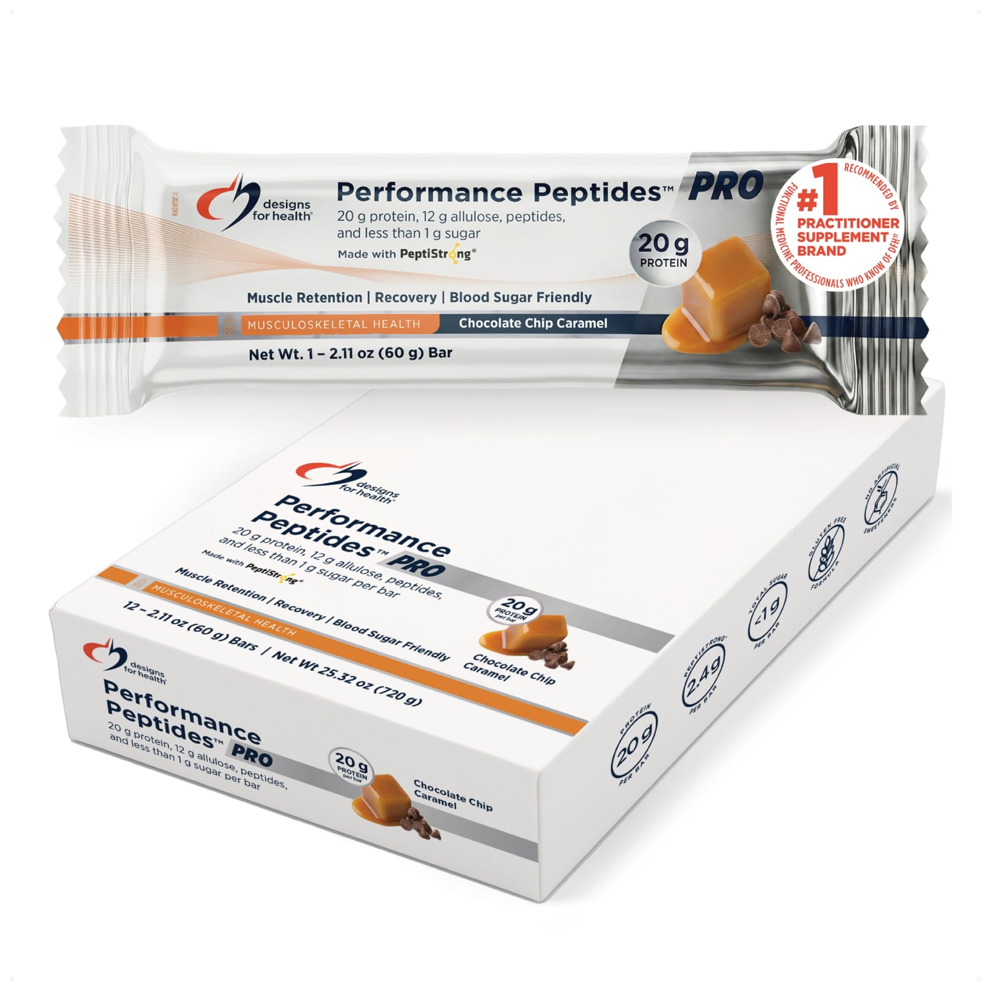 Designs for Health, Performance Peptides PRO Bar, Protein Bar, 12 Bars