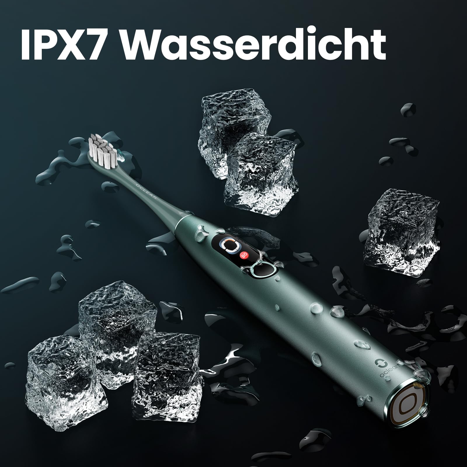 Oclean Elektrische Zahnbürste X Series Pro Gift Set, Schallzahnbürste mit Bildschirm, 3 Modi & 32 Intensitäten Sonic Electric Toothbrush mit Timer, 6 Stücke Bürstenköpfe mit Reiseetui, Grün