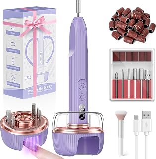 Electric Nail File,Nail Drill Kit with Nail Lamp,Cordless Nail Filer for Acrylic Gel Nails,Professional Nail Drill Machine Polishing Tool Manicure Pedicure Kit Efile Nail Supplies for Home Salon