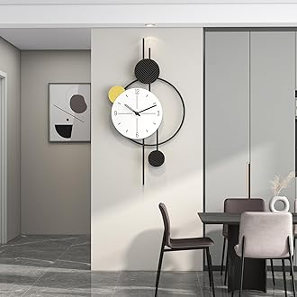 Large Wall Clock for Living Room, Big Decorative Wood Silent Wall Clocks for Home Decor Bedroom Kitchen Office, 27 Inch Modern Wall Clock Battery Operated Non Ticking Metal Unique Clocks Wall