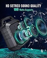 Vista 2 de SHIDU 100W Powerful Voice Amplifier with 2 Wireless Microphones, Portable Speaker with Microphone, PA System with Sound Effects, Karaoke Machine