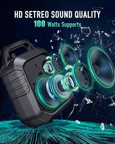 Miniatura 2 de SHIDU 100W Powerful Voice Amplifier with 2 Wireless Microphones, Portable Speaker with Microphone, PA System with Sound Effects, Karaoke Machine