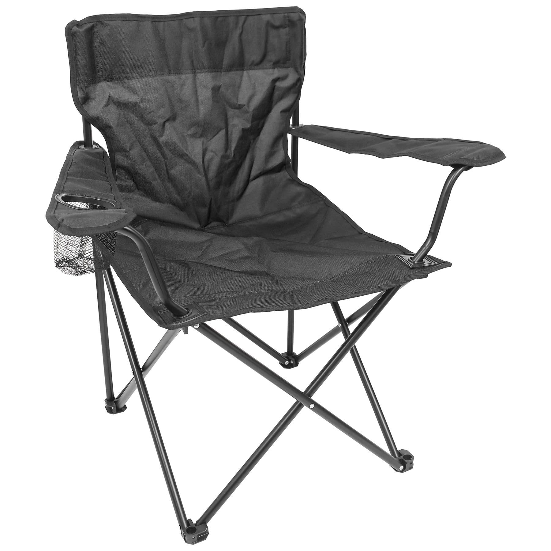 Harbour Housewares Folding Camping Chair - Black - Pack of 1 - Canvas Outdoor Lawn Seat for Picnic, Garden, Beach, Hiking, Fishing