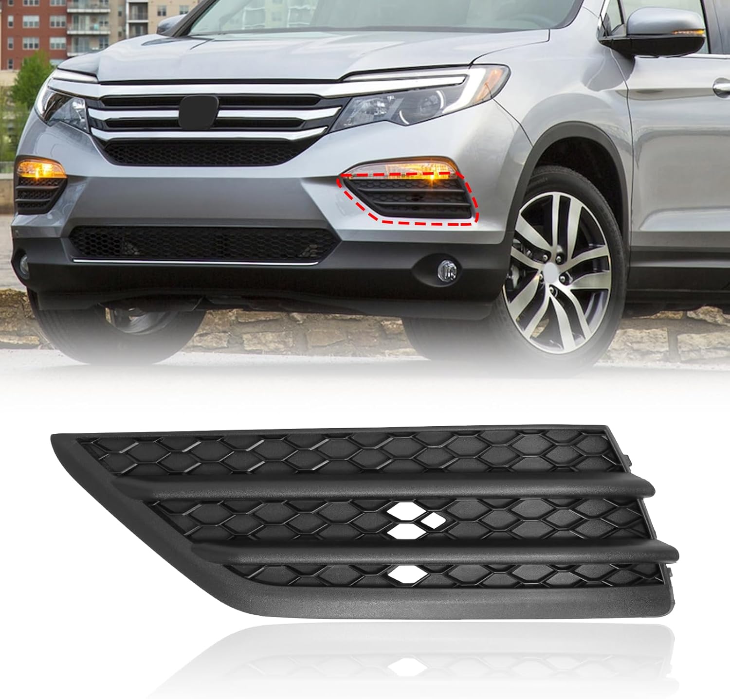 BXZ Front Bumper Insert Cover Fog Light Cover Left Hand Side Driver LH for 2016 2017 2018 Honda Pilot Driver Left Side