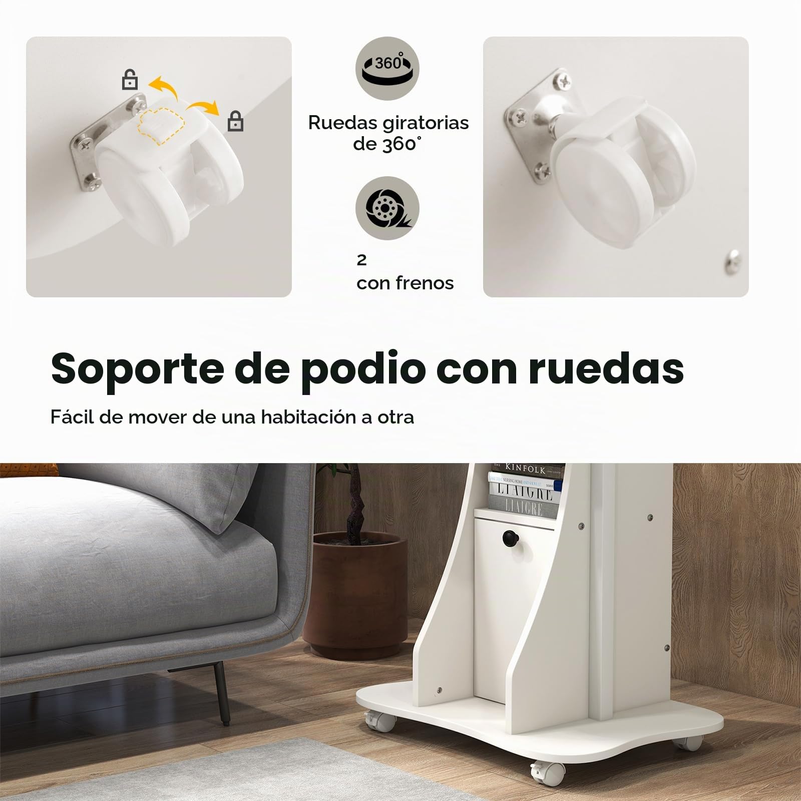 LIFEZEAL Podium para Conferencia, 2 Pisos Reclinable con Altura Ajustable, Mesa de Presentaciones con 4 Ruedas y Frenos, 2 Compartimentos, Escritorio para Oficina y Discurso Público, 55x40x68-114 cm