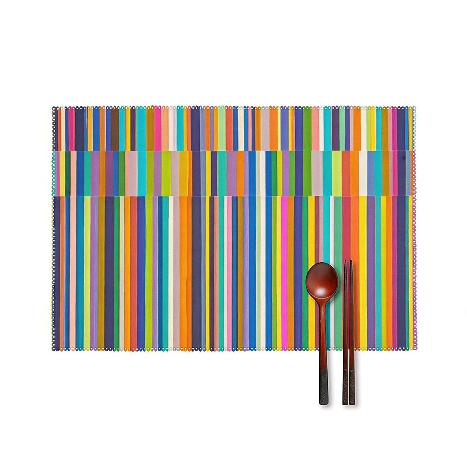 Stripes Placemats Set of 6 Heat Resistant Non-Slip Table Mats Washable Indoor Outdoor Place Mats Rustic Vintage Seasonal Placemat for Kitchen Dining Outdoor Party Table Decor