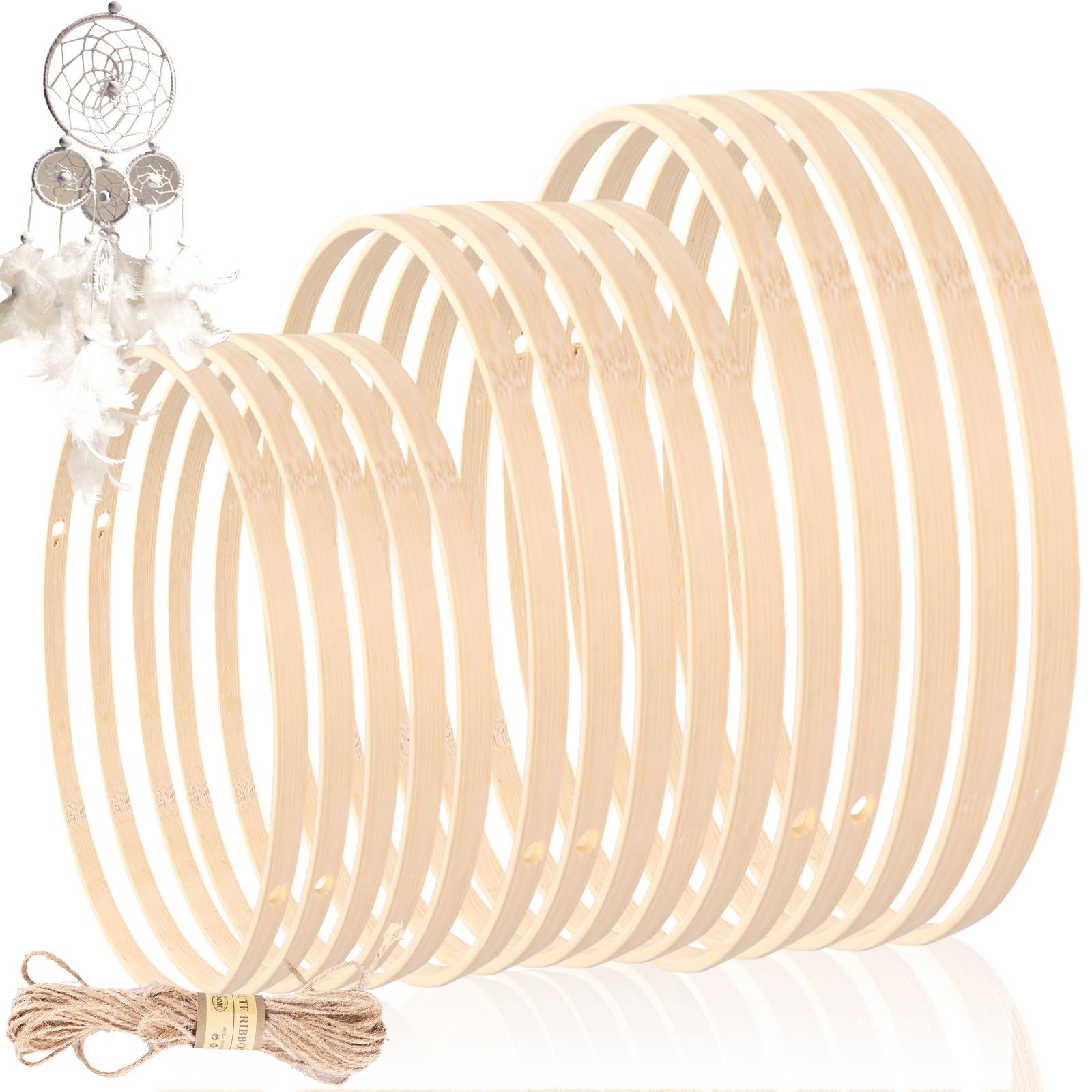 Bricolage Naturel Loisir Créatif 10 Anneaux En Bambou 8cm Pour Attrape-Rêves, Macramé, Couronnes - DIY Créatif Anneau Couronne Mariage