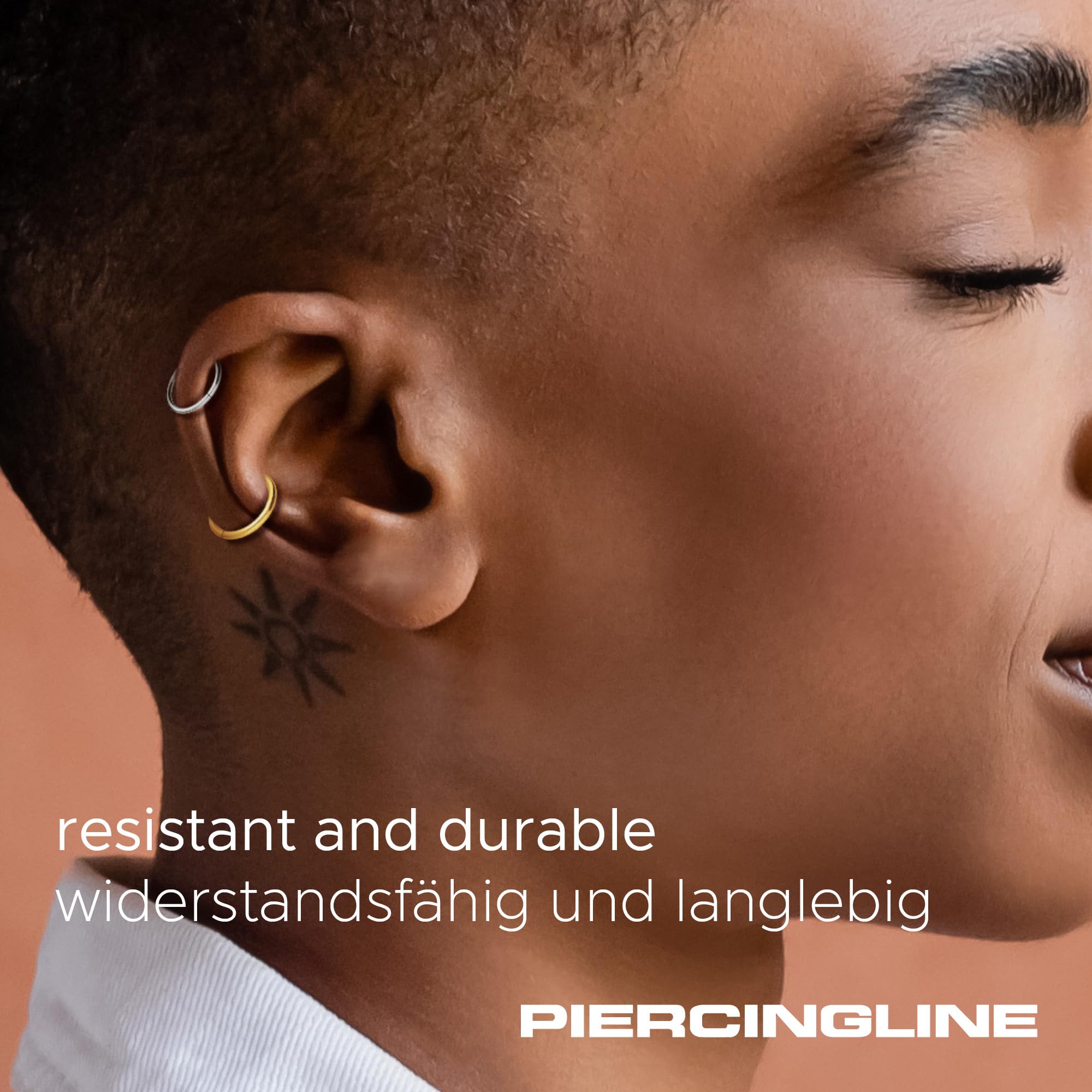 PIERCINGLINE Anillo segmento Clicker de acero quirúrgico – Piercing en oro, plata, rosa, negro o azul – para nariz, tabique, oreja, hélice o tragus — view 4