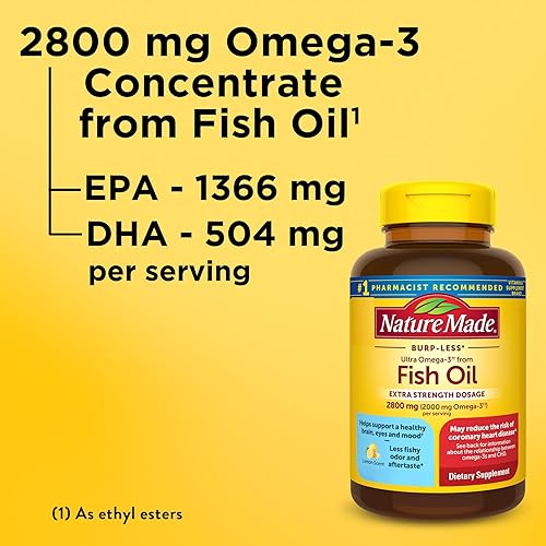 Miniatura 3 de Nature Made Suplementos de aceite de pescado Omega 3 extra fuertes, 2800 mg, suplementos de aceite de pescado Omega 3 como ésteres etílicos para