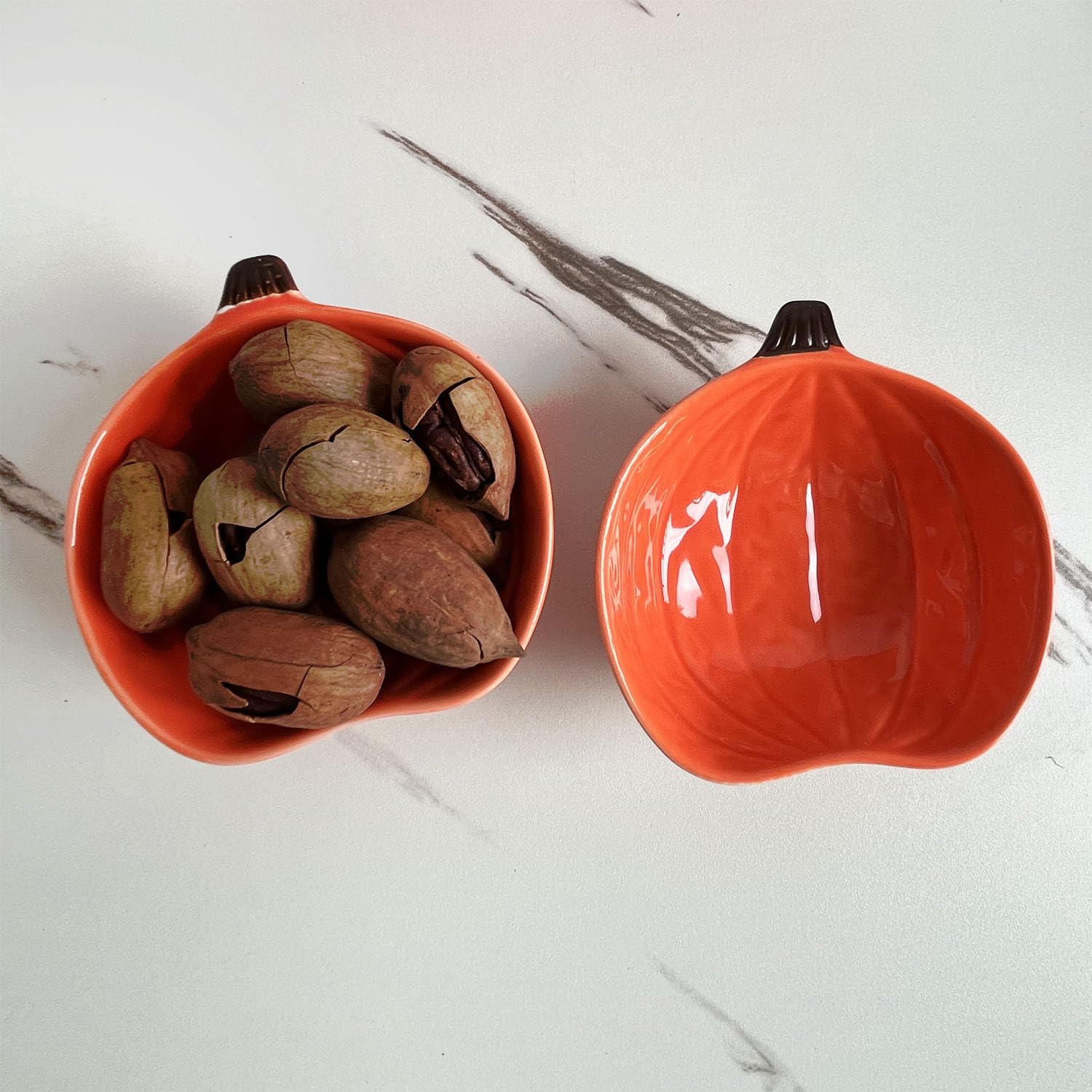 Lot de 6 ramequins en céramique en forme de citrouille, petits bols pour la cuisson de soufflés, puddings, collations, desserts, 170 g