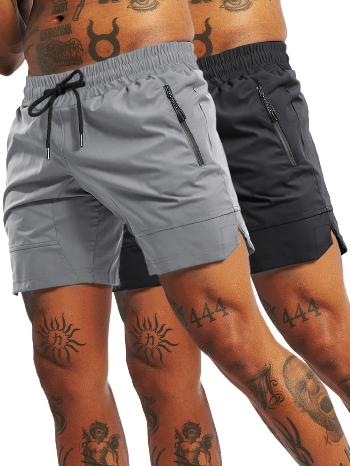 FLYFIREFLY Mens 2 Pack Gym Workout Shorts Quick Dry Athletic Shorts Lightweight Running Shorts with Pockets