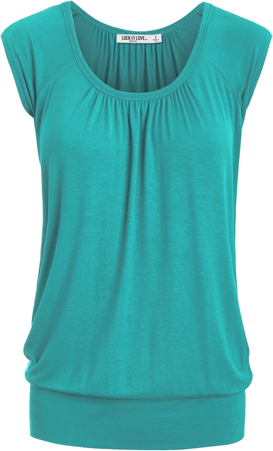 Lock and Love Women's Scoop Neck Short Sleeve Solid/Print/Dip-Dye Sweetheart Top S-3XL Plus Size - Image 4