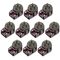 Vista 16 de ETL Verified Nema 5-15P Enchufe de ángulo recto de 90 grados - 15A, 125V, negro, enchufe de CA de ángulo recto de 3 clavijas de EE. UU