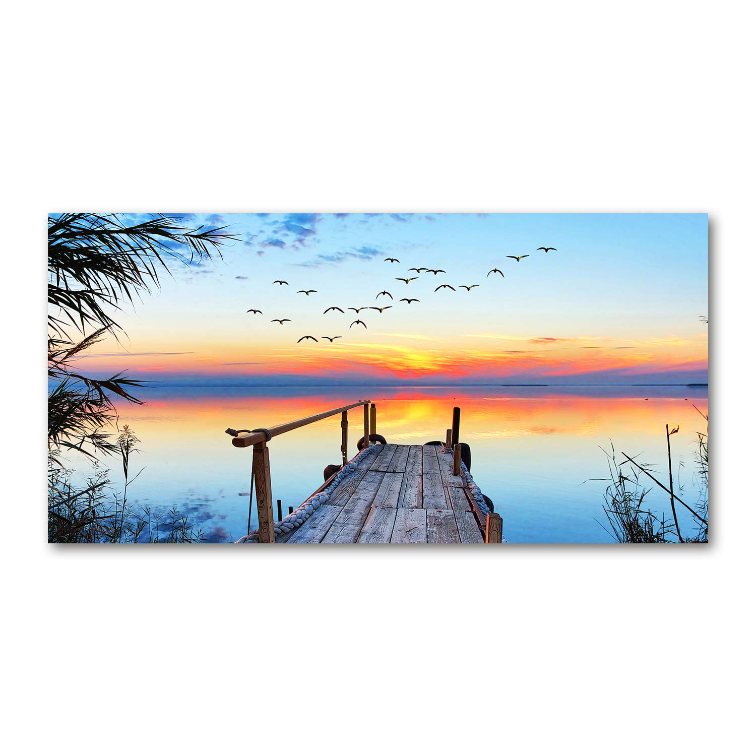 Impression sur verre 120x60 cm tableau paysage orange - photo décorative panoramique
