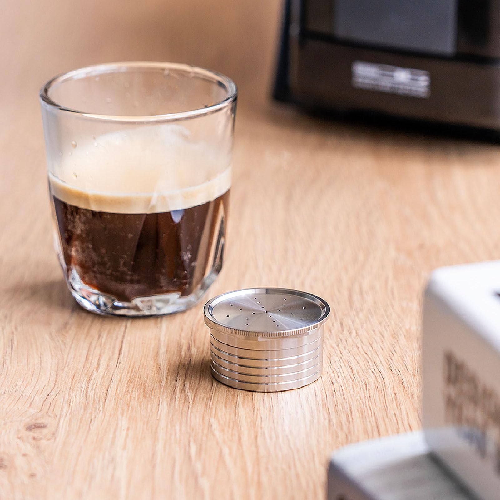 Wakects Cápsula de café de Acero Inoxidable Cápsulas de café Reutilizables Cápsula de Recargable 38,3 X 20,1 Mm con Cuchara, Cepillo y Martillo, Fácil Limpieza para Uso en en la Oficina en Casa