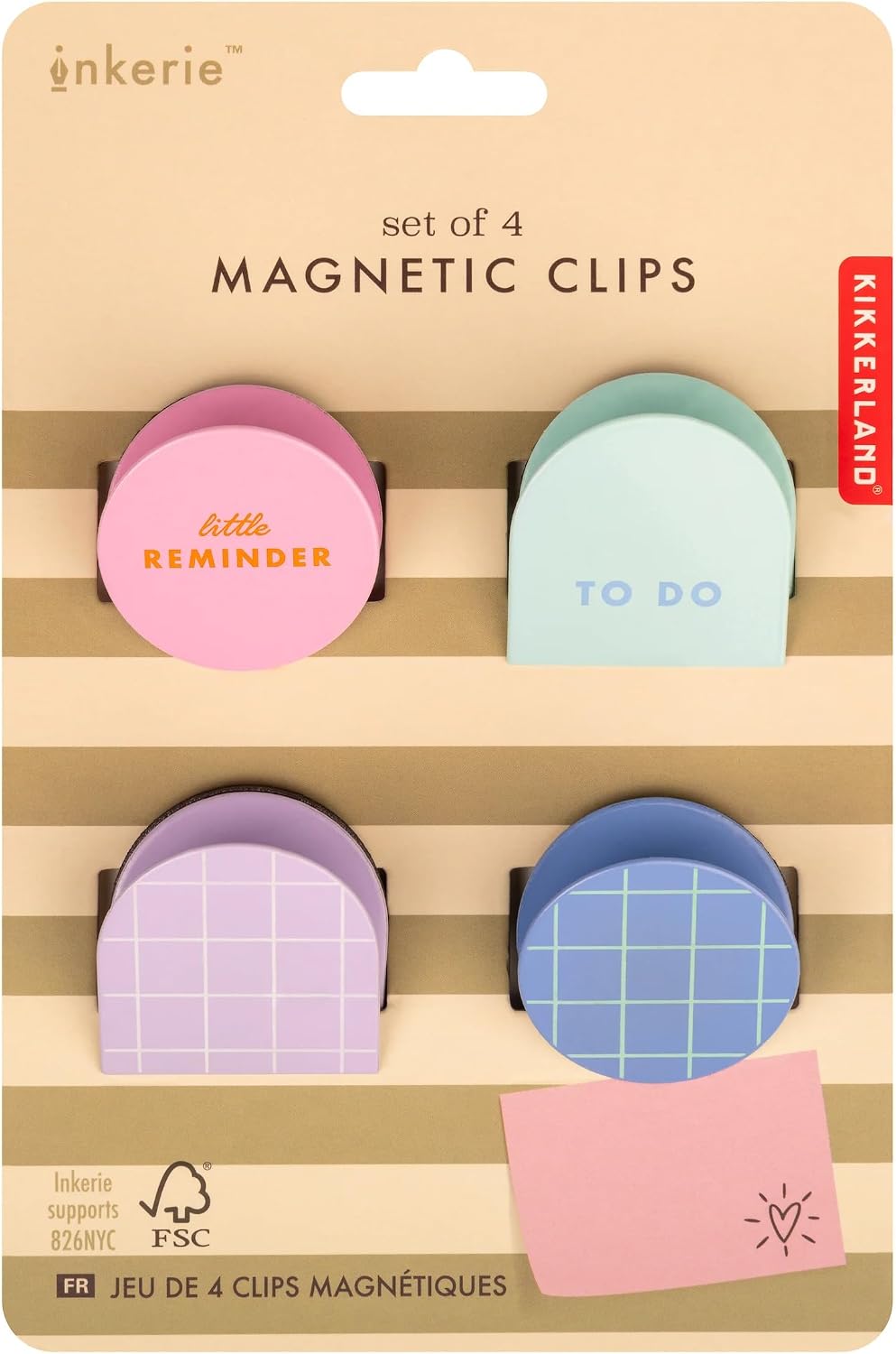 Kikkerland Inkerie Magnetic Clips for Notes, Lists, and Photos - Set of 4