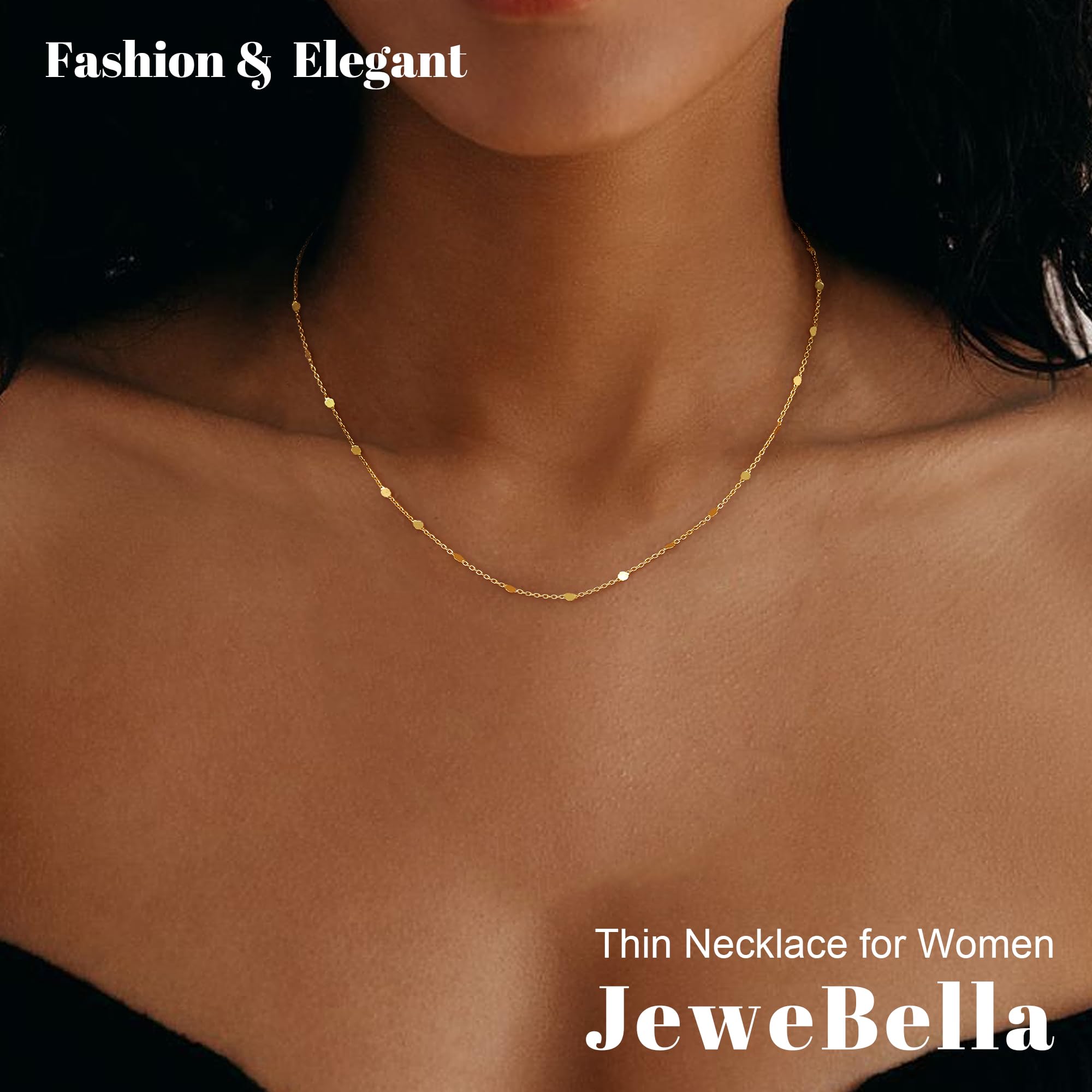 JeweBella Kette Gold Damen Wasserfest Halskette Damen Gold Kette/Herz/Kugel/Rund/Perlenkette 18K Goldkette Silberkette Dünn Choker Kette Damen Silber/Gold Schmuck Geschenke