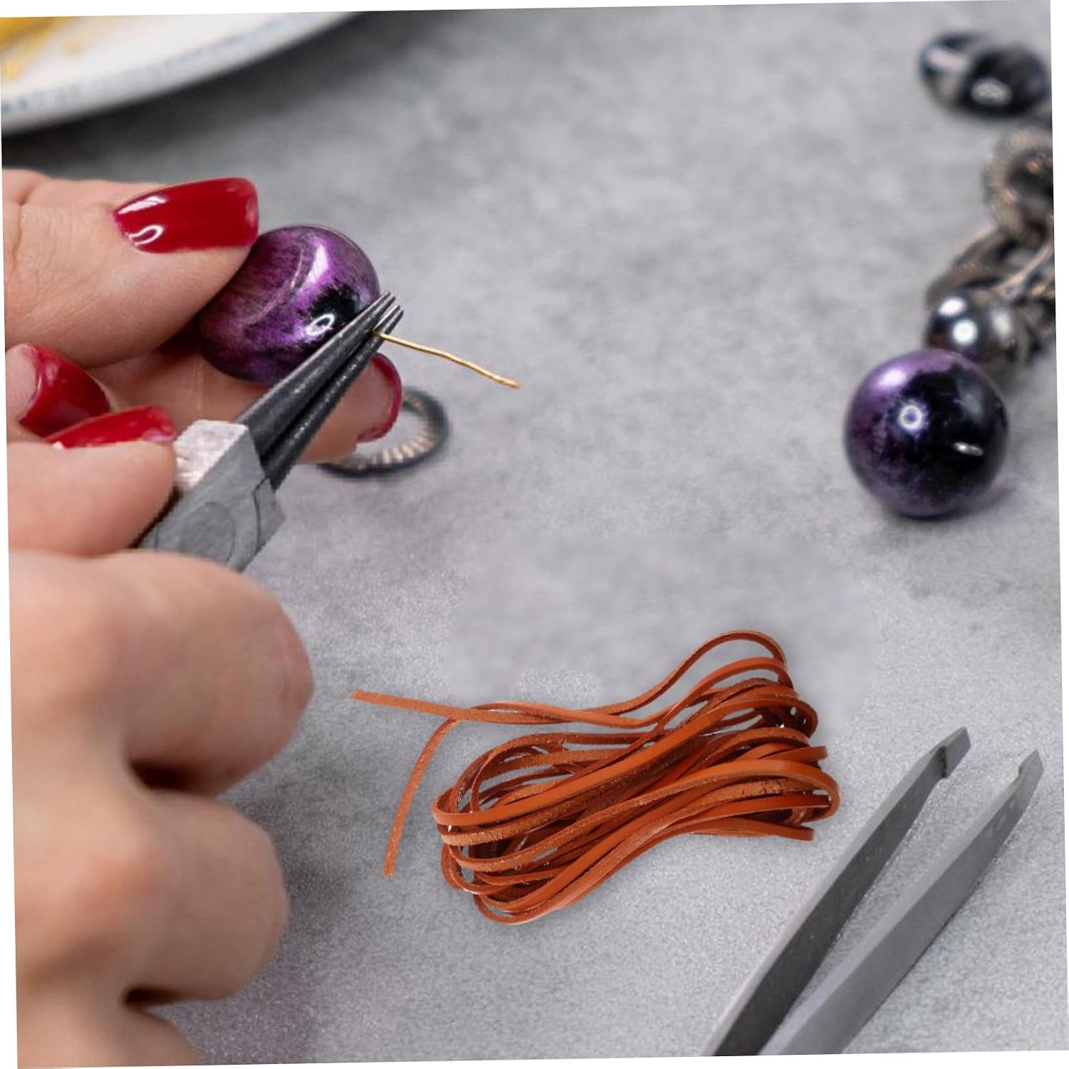 DOITOOL DIY Braiding Craft Cowhide Rope for Jewelry Making Bracelets Necklaces Leather Tassels String Soft Leather Cord Lacing