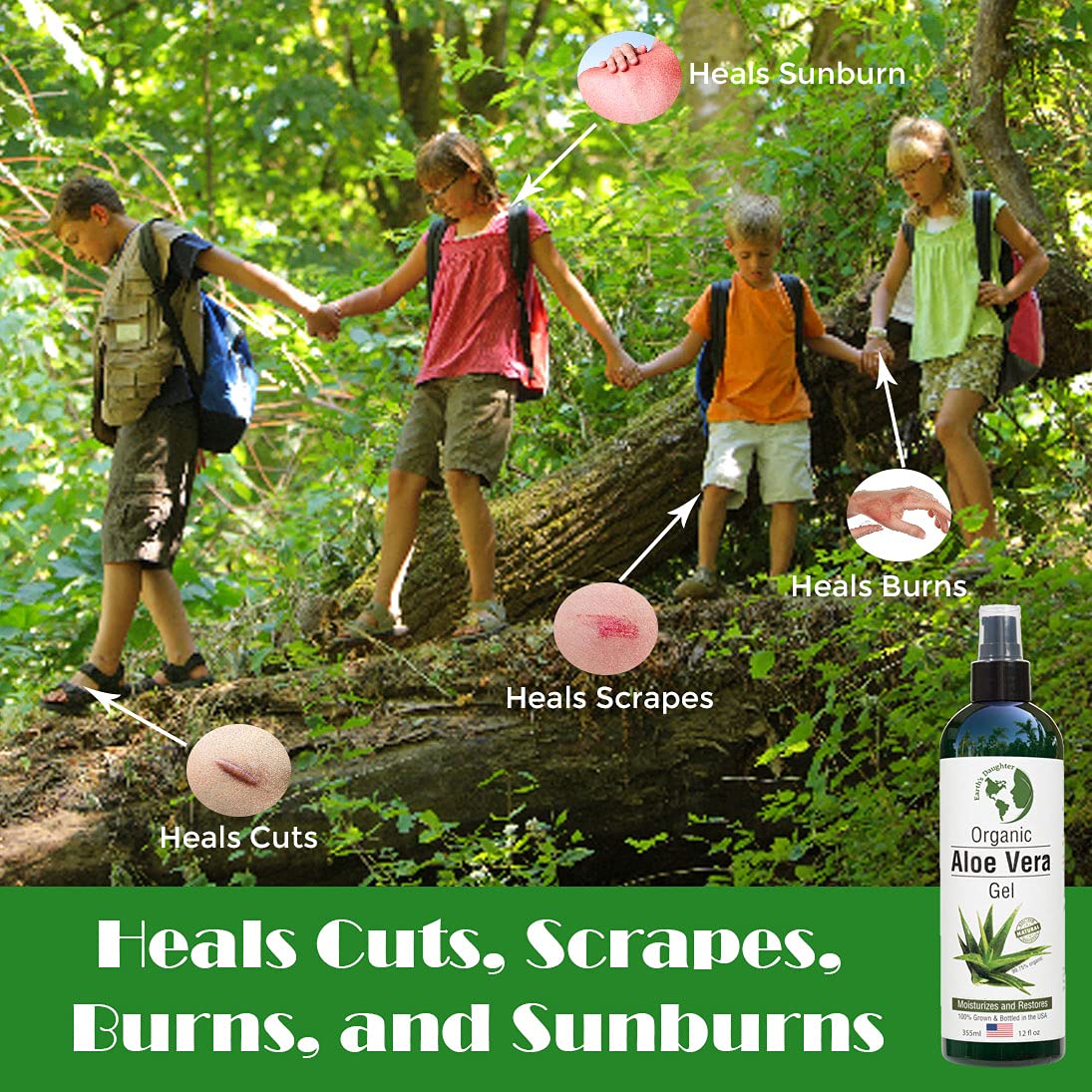 Aloe Vera Gel - 99.75% Organic, 12 oz Great for Face, Hair, Acne, Sunburn, Bug Bites, Rashes, Eczema : Beauty & Personal Care