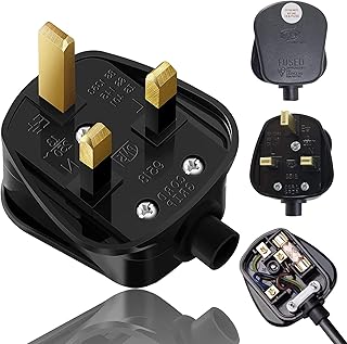 Pack of 2 13Amp Plug, Fused Plug 3 Pin Plug Uk With Cord Grip Rewireable Black Plugs-13 Amp Plug Uk Heavy Duty Electrical Plug Uk 13 A Fused Mains Plugs-13 Amp Plugs Durable For Electrical Appliances.