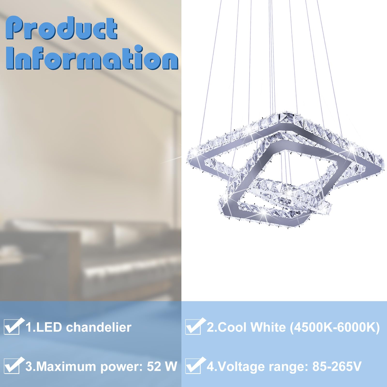 Kristall-Kronleuchter, moderner LED-Kronleuchter, 3-Ring-Kronleuchter, verstellbare Deckenleuchte, Pendelleuchte, Edelstahl, Hängeleuchten für Wohnzimmer, Esszimmer, Badezimmer, Schlafzimmer, kaltweiß