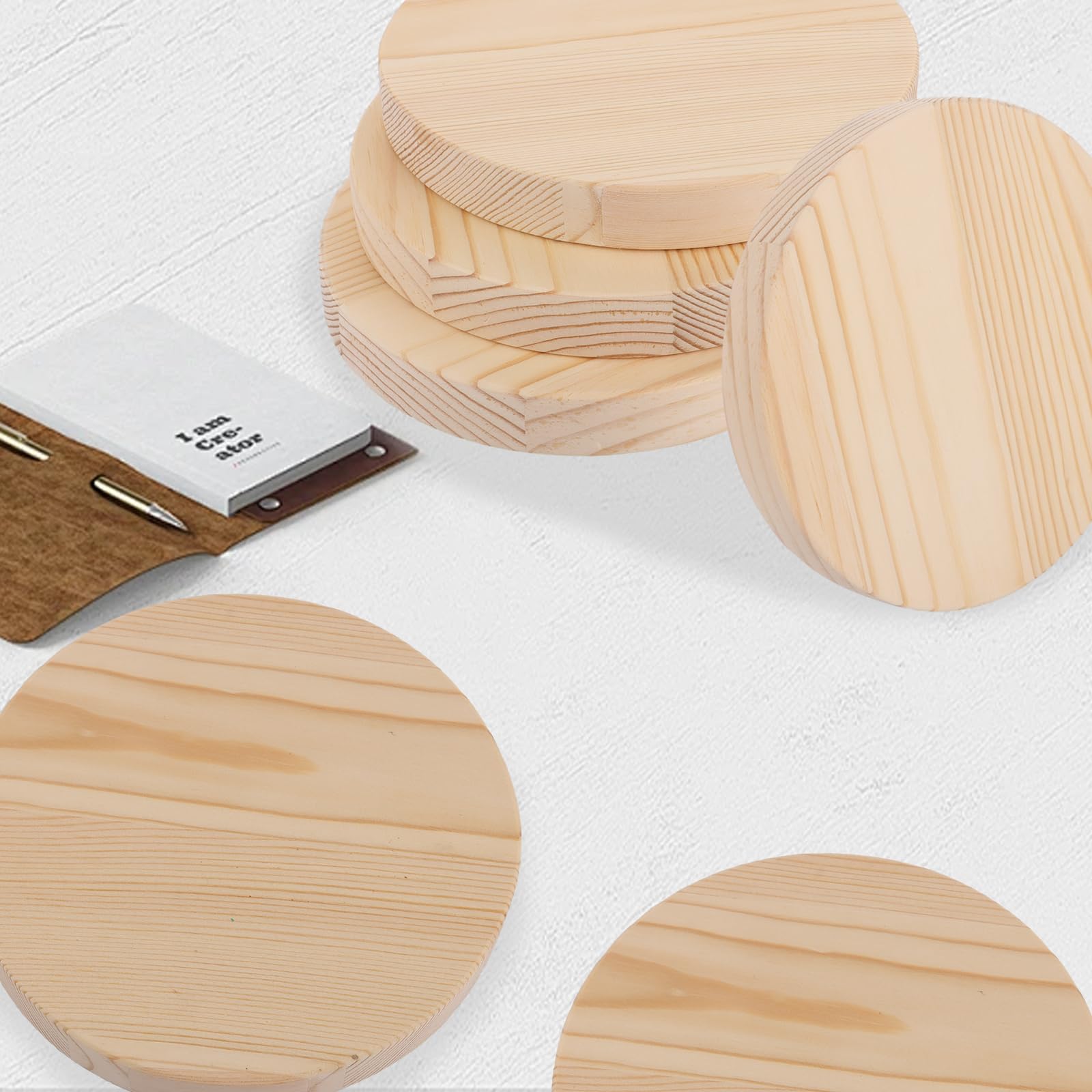 ZOFUN 8 stuks houten schijf, rond, houten schijven, 15 cm, houten