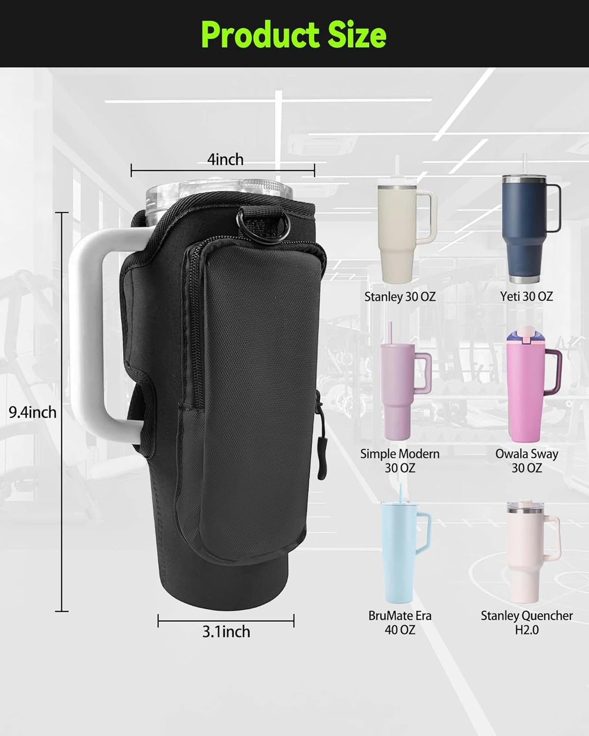 Magnetic Gym Bag for Men and Women, Magnetic Water Bottle Holder for Stanley, Small Gym Bag, Gym Gifts for Women and Men (Black, <30 OZ) - Image 4