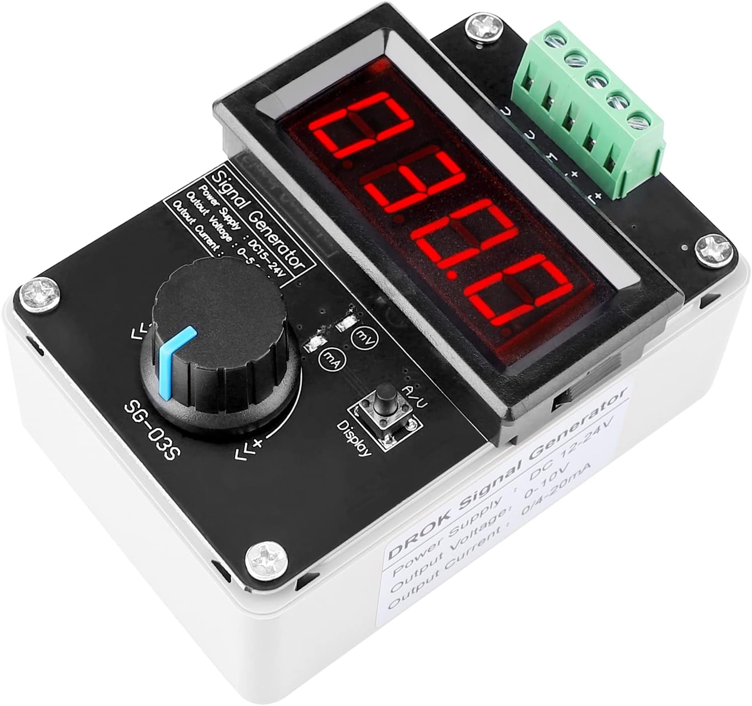 DROK 4-20mA Generator, Adjustable Signal Generator, DC 0-10V 0 4-20mA Current Voltage Analog Simulator for Value Adjusting PLC Panel LED Testing