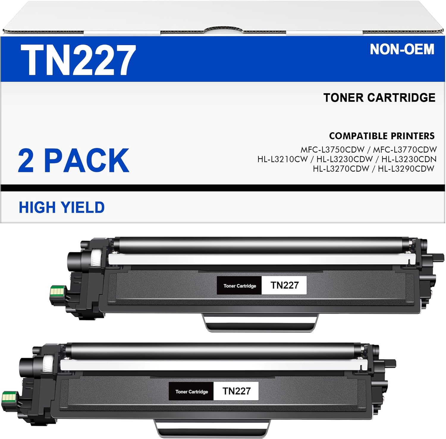 Toner Cartridge Replacement for Brother TN227/TN223 (2 Black Pack)